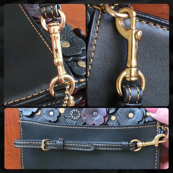 Coach 1941 58181 Tea Rose Clutch Black Leather Wristlet Bag - Picture 12 of 16